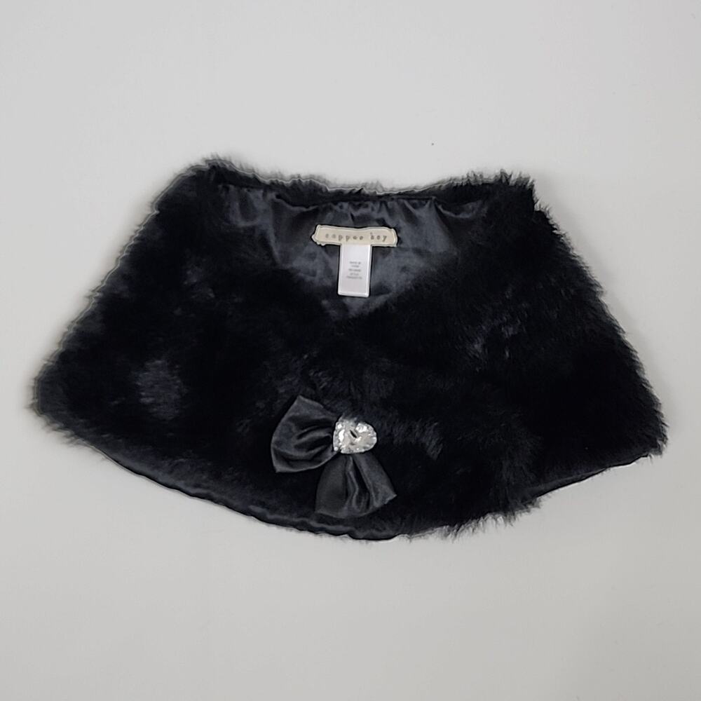 Copper Key Black Faux Fur Shawl